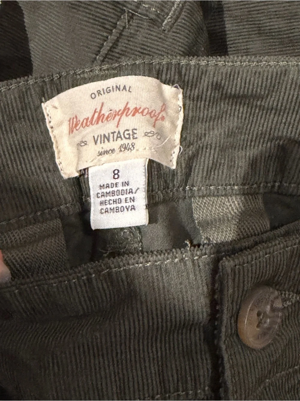 Weatherproof Women's Olive Corduroy Straight-Leg Jeans